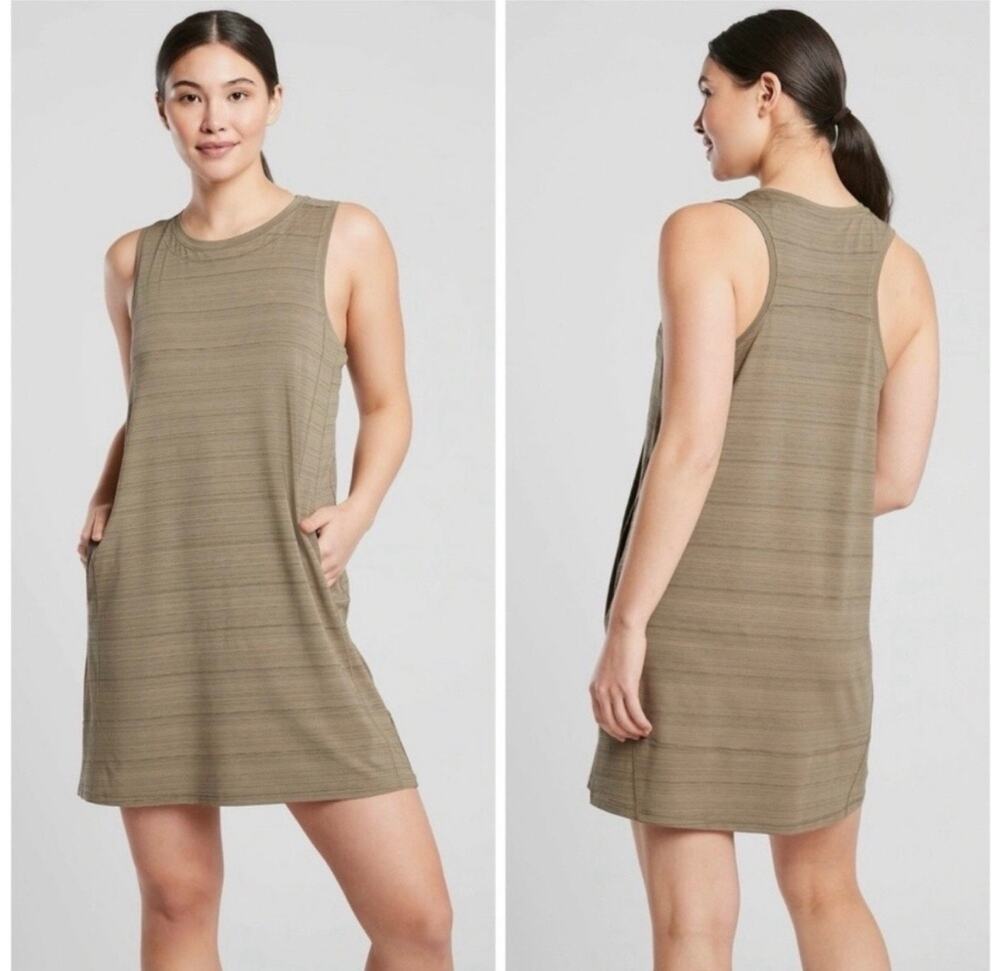 Athleta Olive Green Heathered Pacifica Illume Tunic Dress with Pockets Large